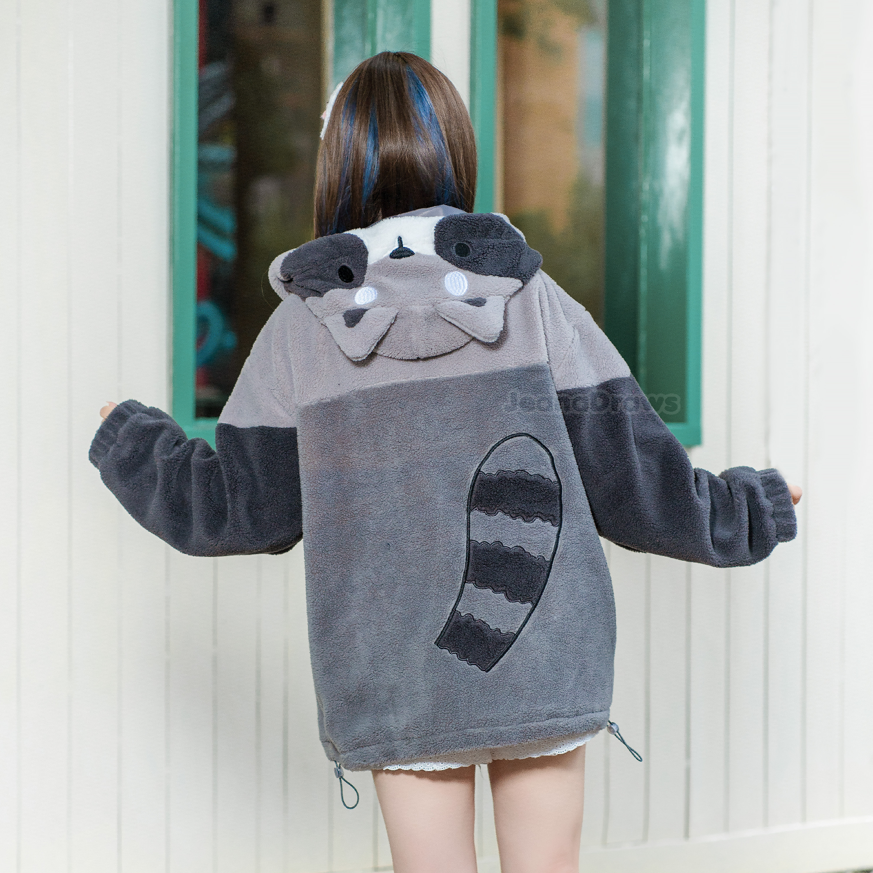 JeanaDraws Fluffy Cat Zip Up Hoodie (Small) sale